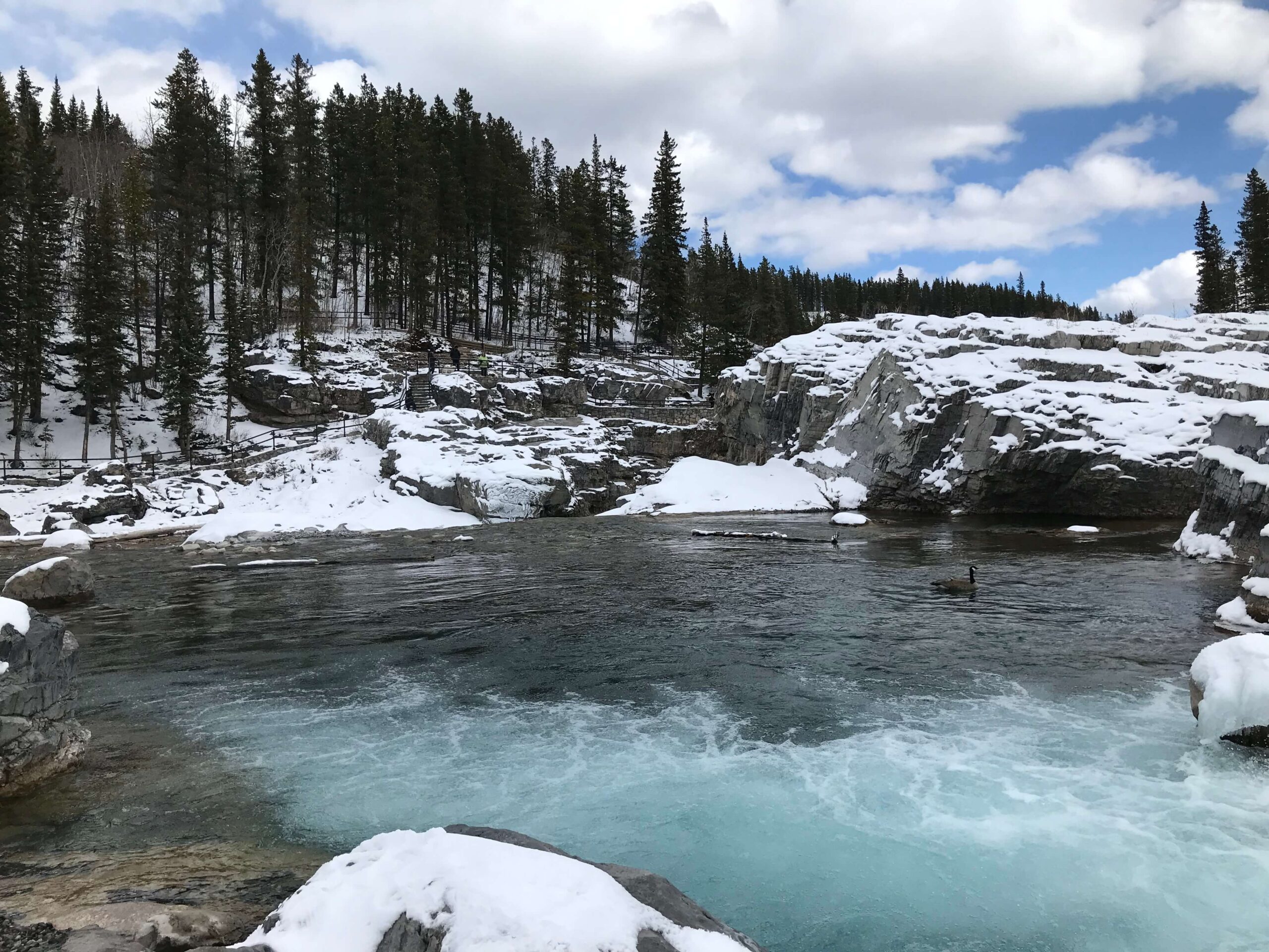 elbow falls near bragg creek in the winter